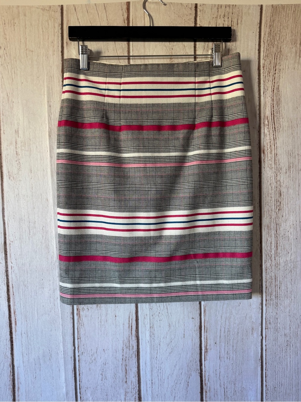 Tristan Glen Check Plaid Pencil Skirt Size 6 Stripe Lined Made in Canada